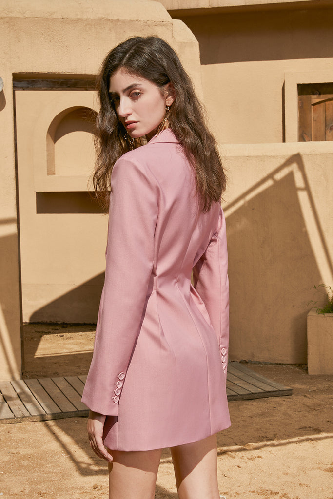 Pink women coat jacket waist retraction-coat-AEL Studio