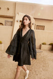 Black Flare Sleeve Knitting Decoration Dress-Dress-AEL Studio
