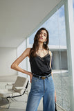 Off-the-shoulder lace top | Black top | Base camisole-Tops-AEL Studio