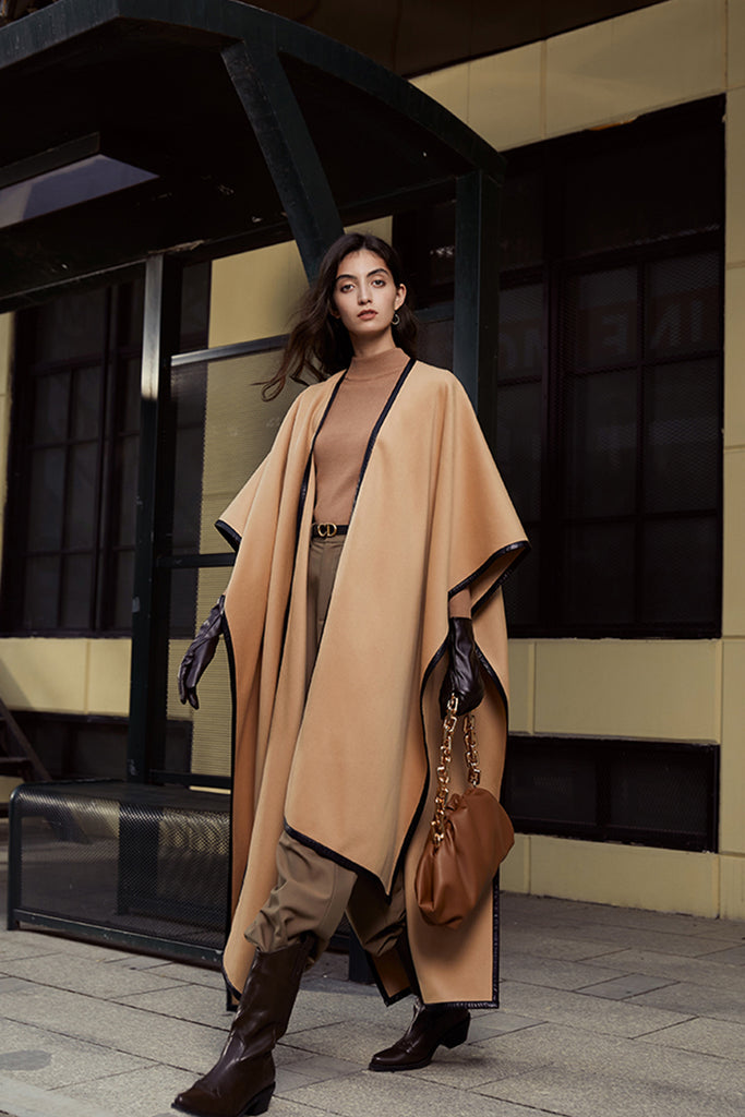 Double-sided woolen coat | Woolen cloak coat | Street shot coat-coat-AEL Studio