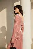 Square neck velvet dress | Pink dress | Holiday dress-Dress-AEL Studio