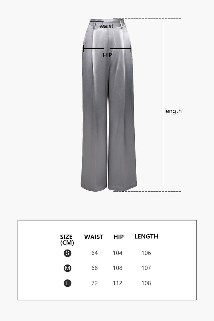 Silk satin texture straight-leg pants | Dark gray and green straight-leg pants | Commuter high waist pants-Bottoms-AEL Studio