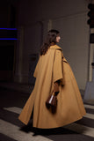 Wool coat with large cuffs | Gardenia yellow double-sided coat | Commuter double-sided wool coat-coat-AEL Studio