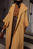 Wool coat with large cuffs | Gardenia yellow double-sided coat | Commuter double-sided wool coat-coat-AEL Studio
