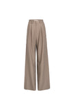 High waist drape pants | Deep Khaki Wide Leg Pants | Street pants-Bottoms-AEL Studio