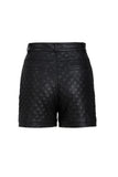 Leather check shorts | Black leather shorts | Commuter leather shorts-Bottoms-AEL Studio