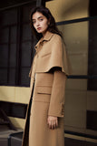 Double-sided woolen coat | Light khaki reversible coat | Banquet single-breasted coat-coat-AEL Studio