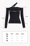 Design one-shoulder sling | One-shoulder knitted top | Party knitted top-Tops-AEL Studio