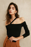 Design one-shoulder sling | One-shoulder knitted top | Party knitted top-Tops-AEL Studio