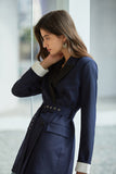 V-neck blazer | Navy blue blazer | Commuter blazer-coat-AEL Studio