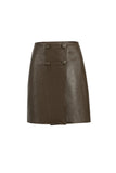 High waist small leather skirt | Brown retro skirt | Commuter texture skirt