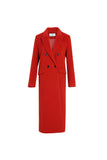 Double breasted woolen coat | Red retro suit coat | Commuter loose woolen coat