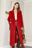 Double breasted woolen coat | Red retro suit coat | Commuter loose woolen coat