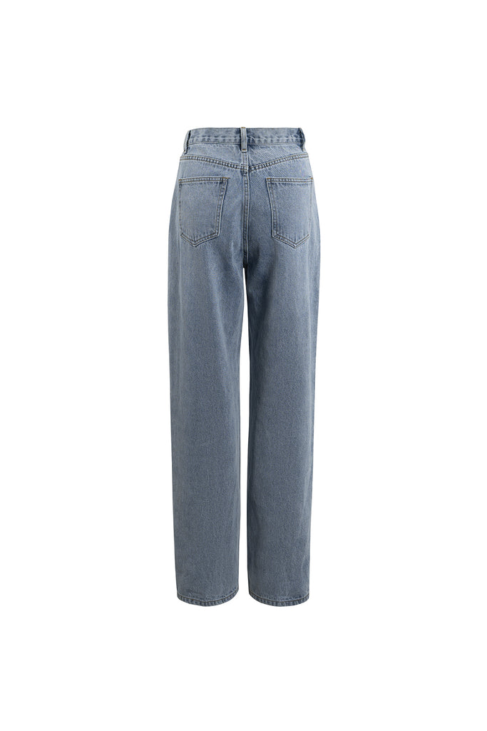 Asymmetric design jeans | Blue washed jeans | Street jeans-Bottoms-AEL Studio