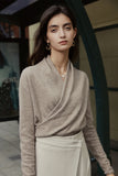Design cashmere sweater | Mocha light brown knitted top | Commuter knit top-Tops-AEL Studio