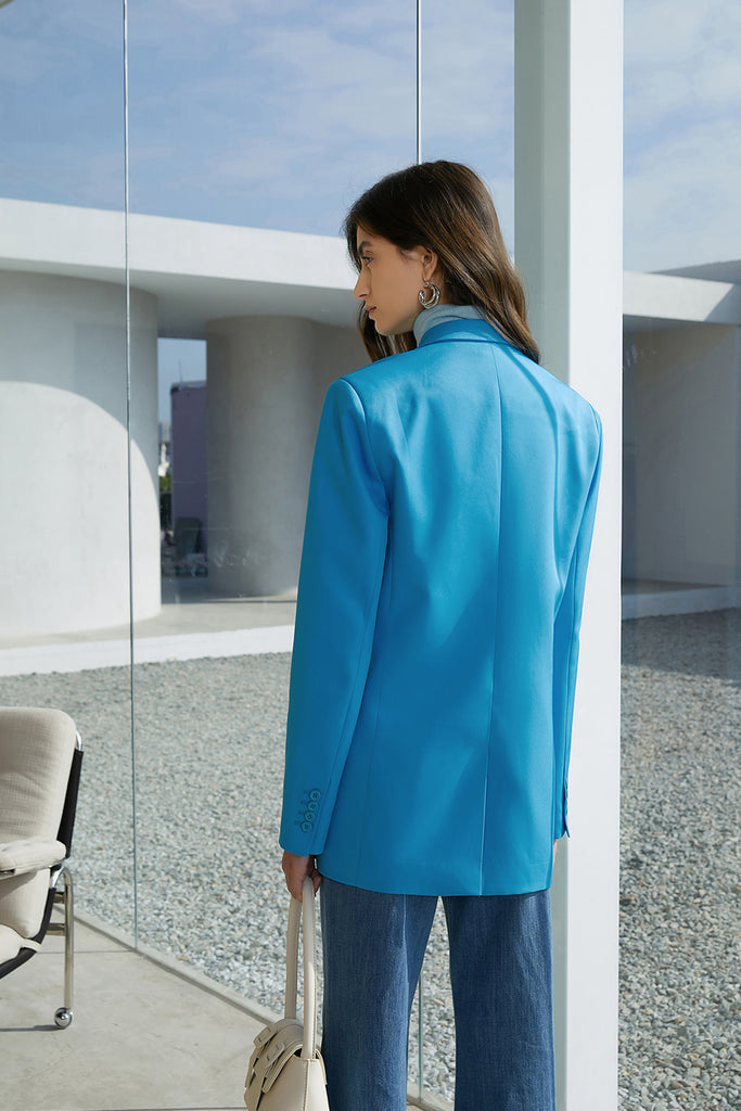 Single button blazer | Blue blazer | Street style suit jacket-coat-AEL Studio
