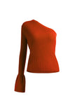 Asymmetrical off-shoulder top | Slim knit top | Street top