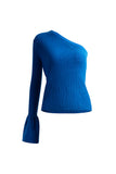 Asymmetrical off-shoulder top | Slim knit top | Street top-Tops-AEL Studio