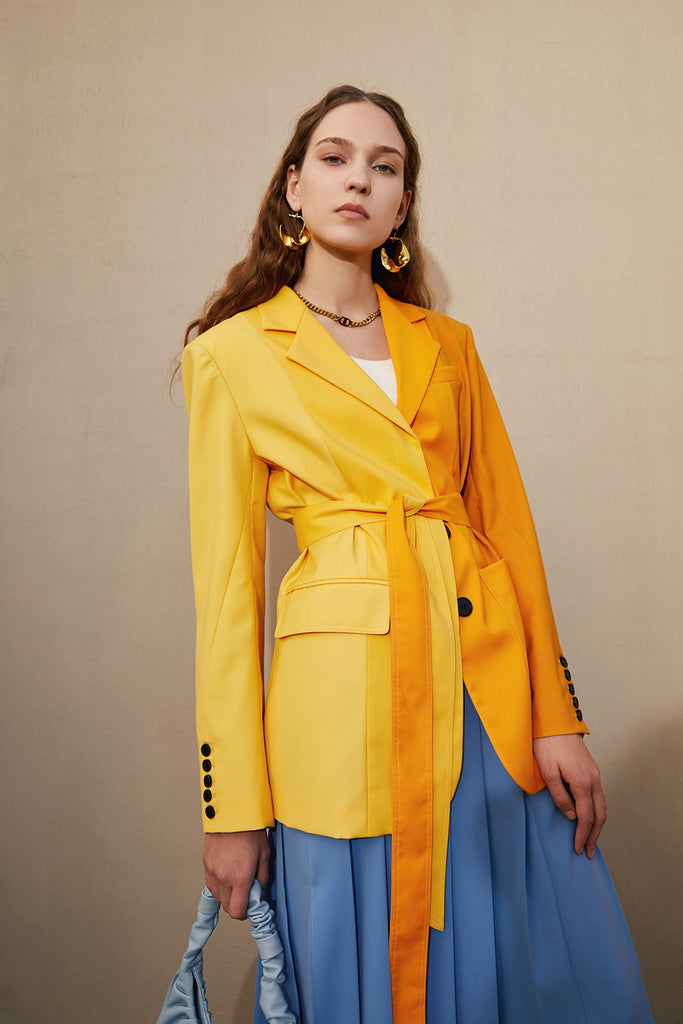 Waist suit jacket | Yellow suit jacket | Street style suit jacket-coat-AEL Studio