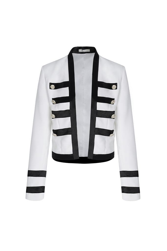 Long sleeve short coat | Black and white stitching coat | Street style suit jacket