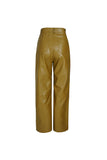 High waist leather pants | Draped wide-leg pants trousers | Commuter leather pants