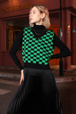 Vintage knitted vest | Check wool sleeveless vest | Street style sleeveless sweater