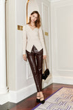 High waist sexy trousers | Slim skinny sexy leather pants | Commuter sexy leather pants