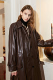 Waist long sleeve trench coat | Retro modern lace-up leather jacket | Street style leather jacket