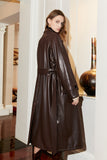 Waist long sleeve trench coat | Retro modern lace-up leather jacket | Street style leather jacket