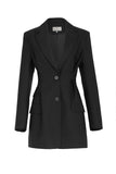 Black women coat jackets waist retraction
