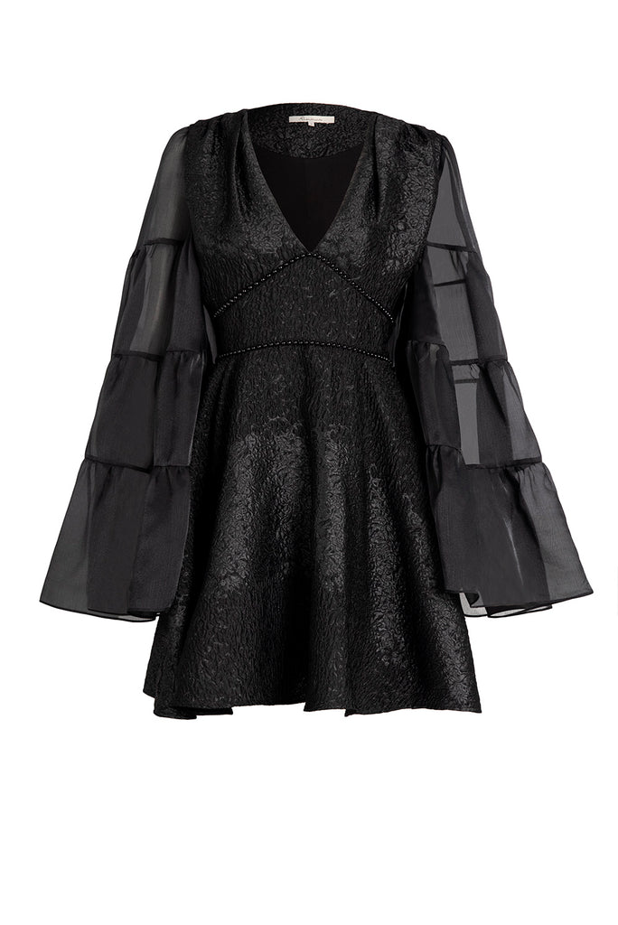 Black Flare Sleeve Knitting Decoration Dress-Dress-AEL Studio