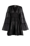 Black Flare Sleeve Knitting Decoration Dress
