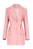 Pink women coat jacket waist retraction
